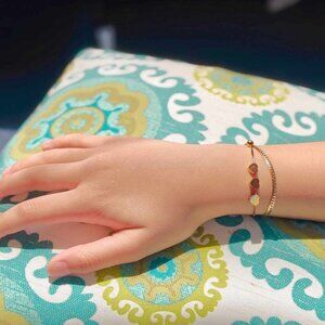 Bracelet with 18k Gold-Plated Double Curb Chain